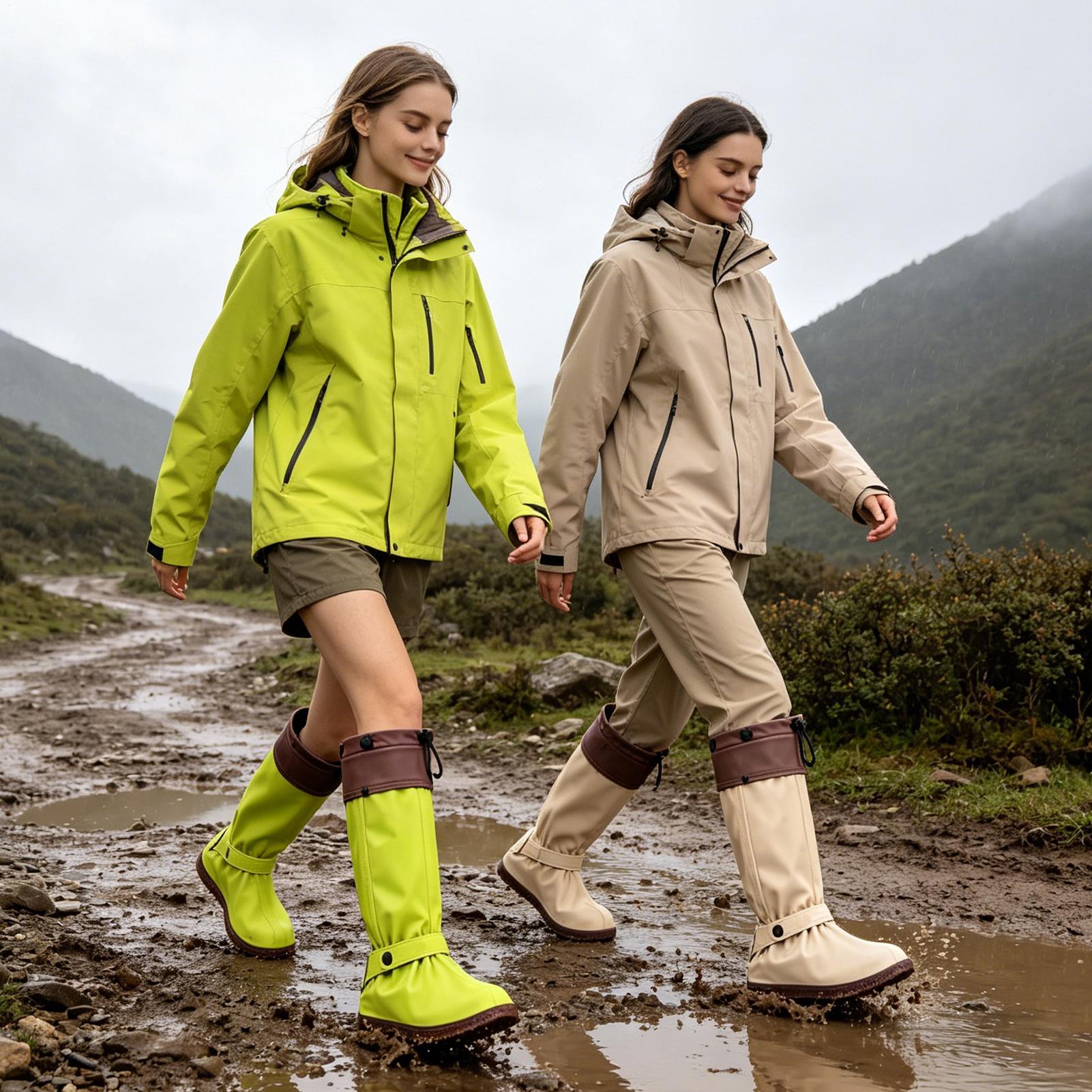 Cycling Commute In Rain - Yağmur Botu Kılıfları, Fermuarlı, Yeniden Kullanılabilir,